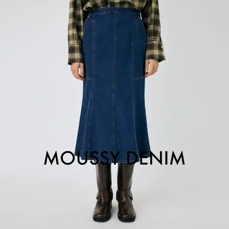 MOUSSY 春季新品复古港风文艺鱼尾裙气质牛仔裙010HAS11-2971图片