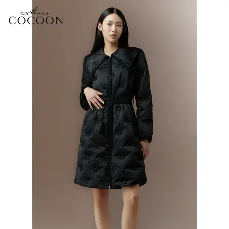 可可尼COCOON商场同款2024冬季新款复古学院风翻领长款泡芙羽绒服图片