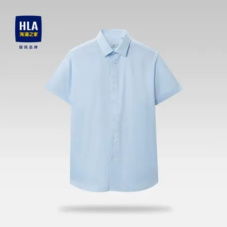 HLA/海澜之家含莱赛尔短袖正装衬衫免烫条纹商务衬衣男图片