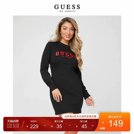 GUESS夏季新款女士简约字母LOGO长袖连衣裙-Q1GK03RAO80图片