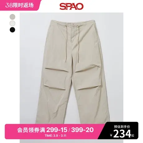 SPAO韩国同款秋冬女士简约时尚纯色棉质休闲裤SPTCE25G01图片