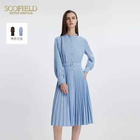 【新狩猎装】Scofield女设计感半高领A字喇叭连衣裙秋季裙子图片