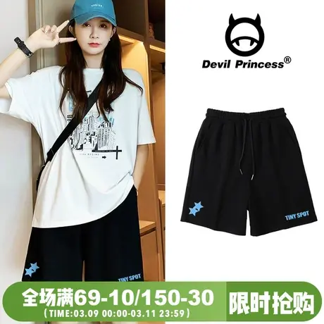 chic宽松2025年夏季新款ins风黑色短裤女ulzzang设计感小众五分裤图片