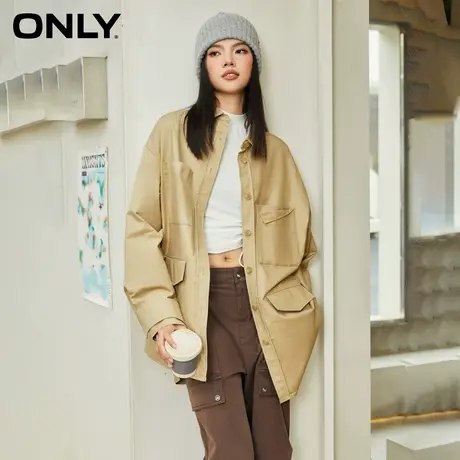 ONLY2023冬季新款百搭通勤风中长款宽松翻领外套女|123436003图片