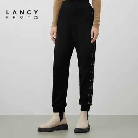 LANCY/悦朗2022冬季新款休闲裤子女通勤运动宽松女士显瘦高级裤子图片