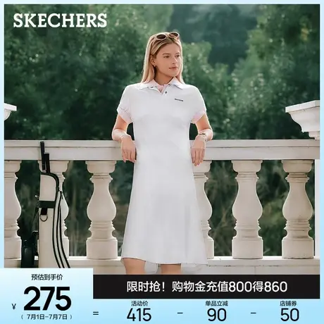 Skechers斯凯奇2025夏女新款POLO针织短袖连衣裙修身运动休闲裙子图片
