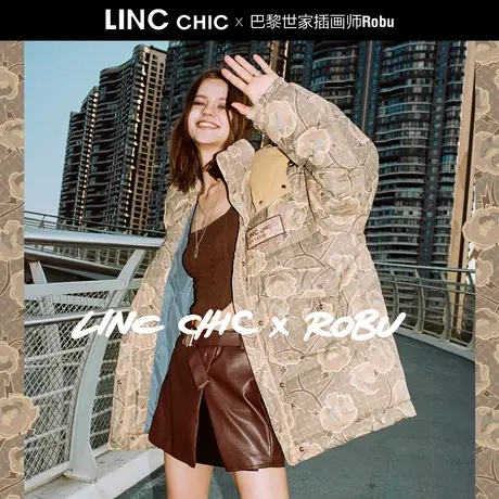 2023金羽杰#LINC设计师联名系列#造型感中长款反季女款羽绒服女图片