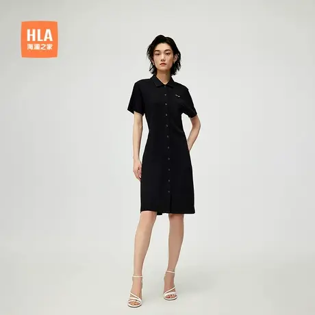 HLA/海澜之家休闲POLO裙2025春夏新翻领透气贴布小标裙子女装图片