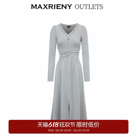 【奥莱】MAXRIENY温柔风茶歇气质针织连衣裙高级感穿搭女装秋图片