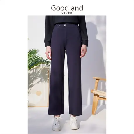 *Goodland美地女装冬季高腰显瘦休闲裤宽松阔腿裤图片