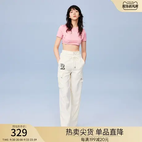 RIENYRE工装裤女2023新款夏季薄款裤子休闲百搭直筒工装裤阔腿裤图片