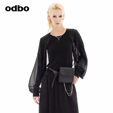 odbo/欧迪比欧原创设计高级感印花短外套2024秋季新款简约风穿搭图片