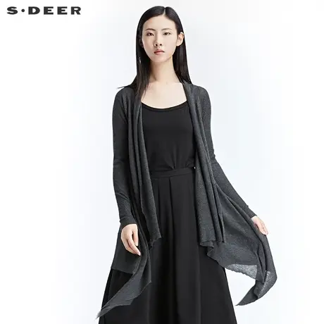 sdeer圣迪奥秋装简约纯色不规则针织衫开始空调衫女S17183505图片