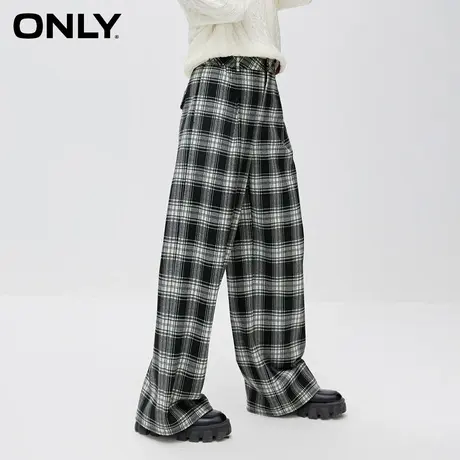 【直播专享】ONLY休闲潮流显瘦格纹高腰阔腿裤休闲裤图片