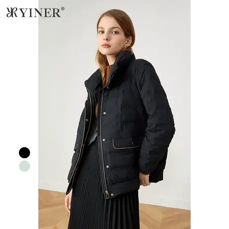 YINER音儿线上专选女装冬季纯色短款立领羽绒服图片