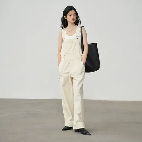 omont蛋挞家 复古牛仔背带裤女2023年夏季新款直筒宽松拖地长裤子图片