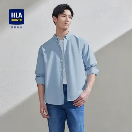 【牛津纺】HLA/海澜之家休闲长袖衬衫图片