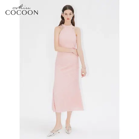 可可尼COCOON2025夏季新款年会礼服轻奢感穿搭系带蝴蝶结连衣裙女图片