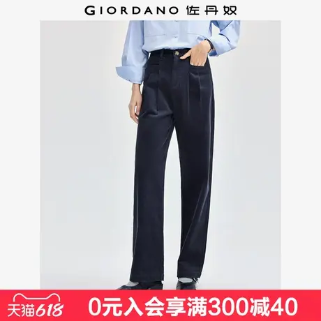 佐丹奴条绒裤子女纯棉灯芯绒复古风一字口袋直筒休闲裤女05414674图片