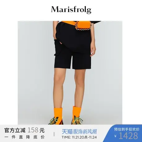 【商场同款】玛丝菲尔女装夏季新款黑色休闲裤时尚直筒短裤子图片