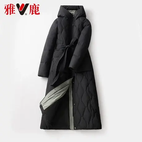 雅鹿羽绒服女中长款2022冬季新款休闲宽松保暖加厚连帽系带外套潮图片