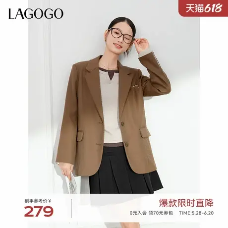 LAGOGO垂顺美拉德西装女拉谷谷2024年冬季新款有垫肩气质通勤外套图片
