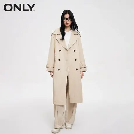 ONLY奥莱夏季时尚百搭双排扣宽松中长款风衣外套女图片