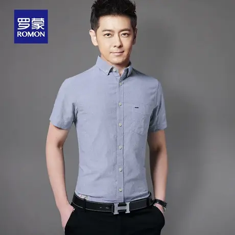 罗蒙短袖衬衣男2023夏季新款修身帅气工装衬衫男士休闲纯棉上衣潮图片