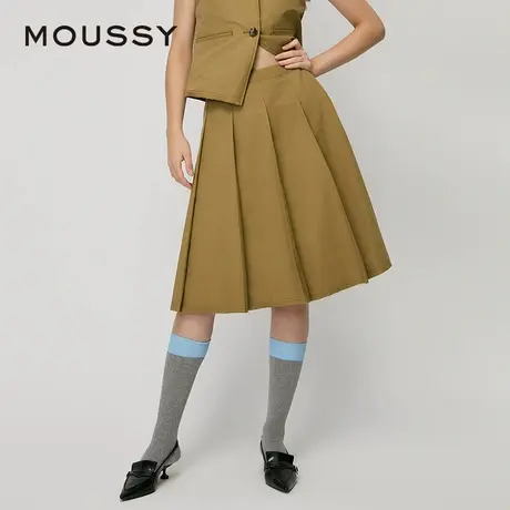 MOUSSY 夏季新品复古爷爷风智性百褶裙半身裙女010HAS31-1561图片