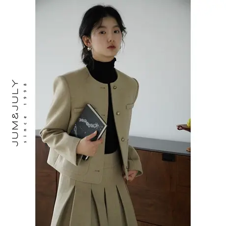 嘉茱莉2023秋季新款复古西装外套女小个子短款西服套装设计感小众图片