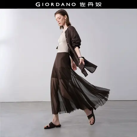 设计师款佐丹奴网纱裙女夏季新款拼接弹力高腰半身长裙女18465921图片