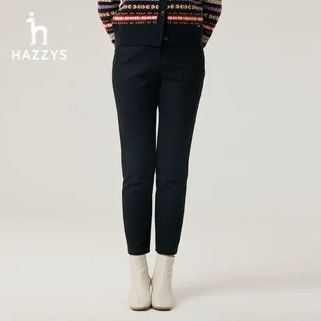 【商场同款】Hazzys哈吉斯女装23冬季新款直筒厚斜纹棉弹磨毛长裤图片