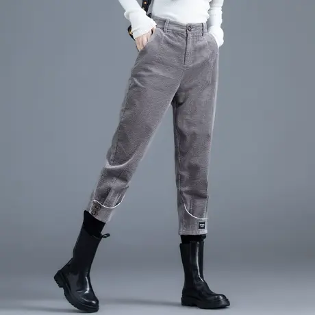 灯芯绒裤子女2023新款秋冬八分九分裤萝卜休闲小个子哈伦裤条绒裤图片
