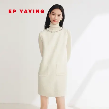 EP雅莹女装 羊毛粗花呢小香风毛呢背心连衣裙 2023秋冬新款4106A图片