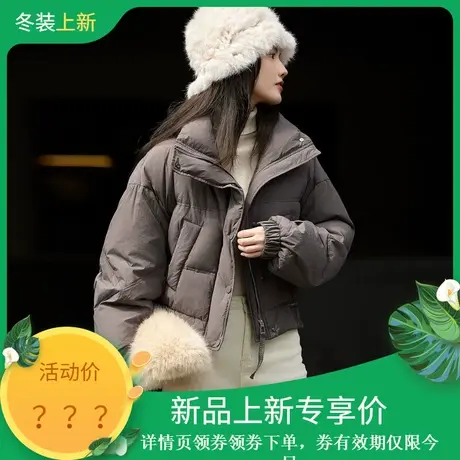 时尚气质羽绒服2023年冬季新款女立领短款百搭显瘦加厚款外套图片