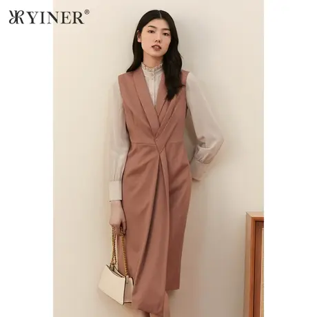 *YINER音儿女装秋季通勤OL不规则连衣裙图片