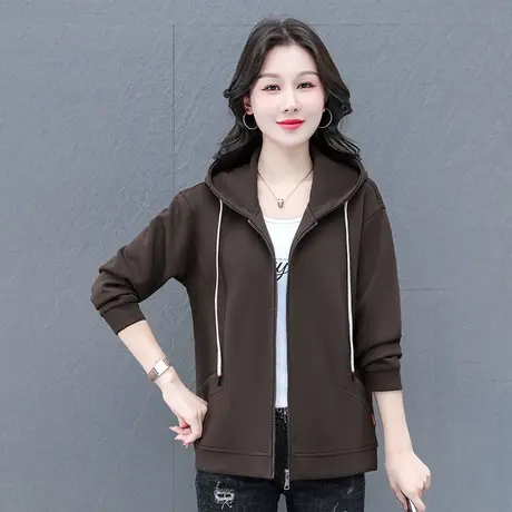 恋上17号开衫卫衣外套女春秋2023款中年妈妈休闲短款女士连帽上衣图片