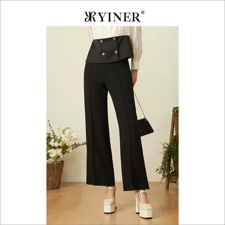 YINER音儿女装2022夏季质感醋纤微喇西裤休闲裤图片