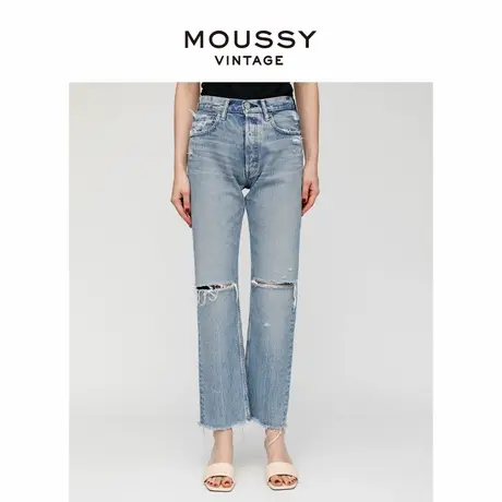 MOUSSYVINTAGE 一刀切破洞磨破设计直筒牛仔裤540FSC11-2140图片