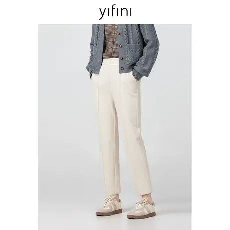 Yifini/易菲简约通勤休闲裤女2023秋冬新款显瘦小脚裤百搭九分裤图片