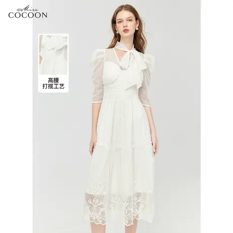 MISSCOCOON法式网纱蕾丝连衣裙女24春季新款气质裙子图片