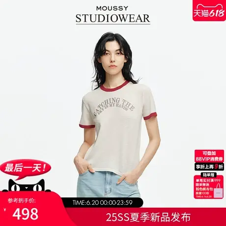 STUDIOWEAR x MOUSSY2025夏季新品撞边印花短袖T恤028ISA70-3741图片