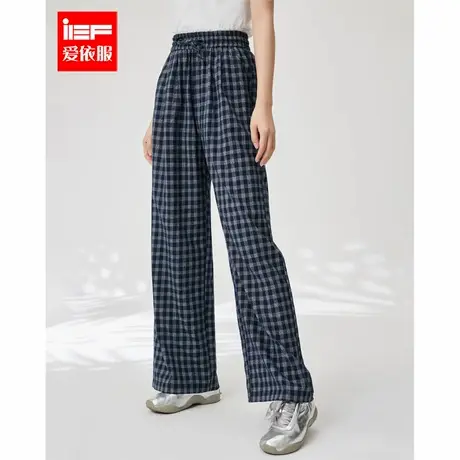 IEF/爱依服夏季穿搭2025夏季新款休闲通勤气质格子显瘦百搭阔腿裤图片