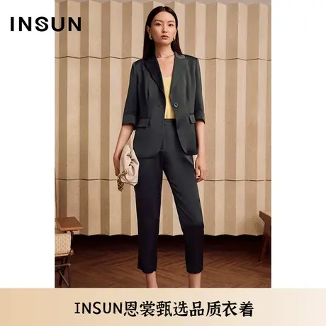 INSUN恩裳醋酸垂感微弹通勤小脚西装裤图片