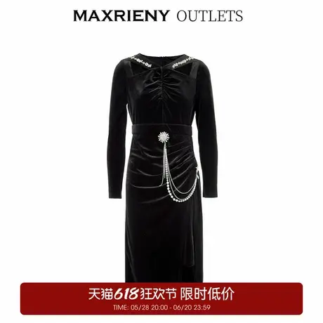 【奥莱】MAXRIENY星芒小黑裙秋装连衣裙中长款图片