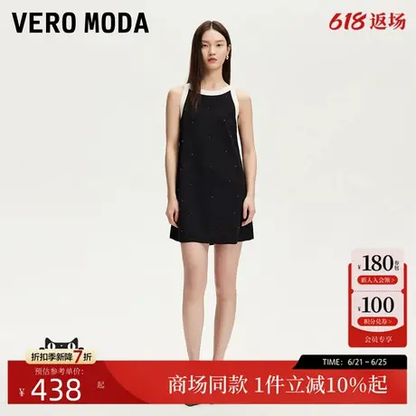 Vero Moda连衣裙2025夏季新款修身短款撞色亮钻装饰裙子325246007图片