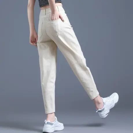 白色裤子女2024新款萝卜裤老爹女裤爆款百搭休闲裤哈伦裤九分女裤图片