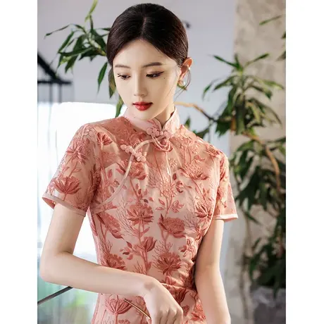 粉色订婚礼服旗袍小个子改良新中式敬酒服新娘2023新款夏季高级感图片
