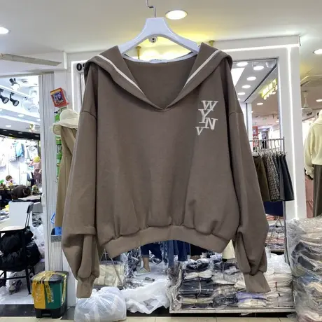 短款卫衣女2020秋冬ins宽松韩版bf慵懒风盐系加绒加厚ulzzang外套图片