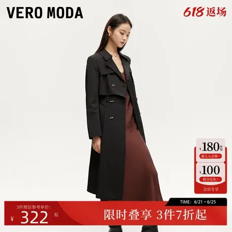 Vero Moda风衣24秋新款双排扣风挡系带收腰修身显瘦无弹324321002图片